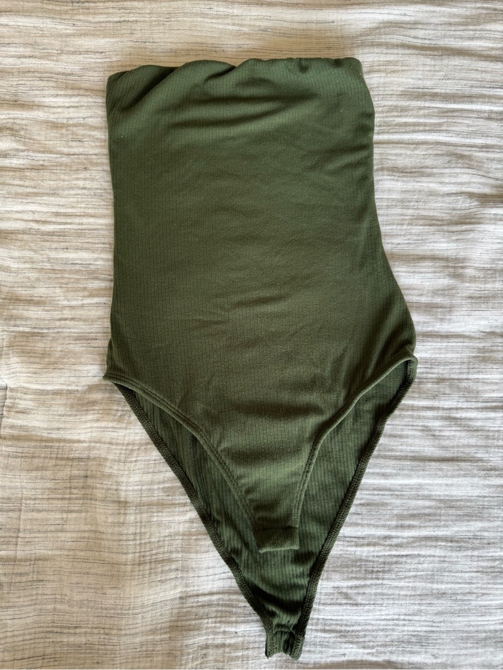 Fashion Nova Olive Green Ribbed Sleeveless Bodysuit Size XS